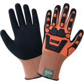 Global Glove & Safety CIA388XFT Vise Gripster® C.I.A. High-Visibility Cut and Impact Resistant Gloves, Nitrile Coated, Cut A4